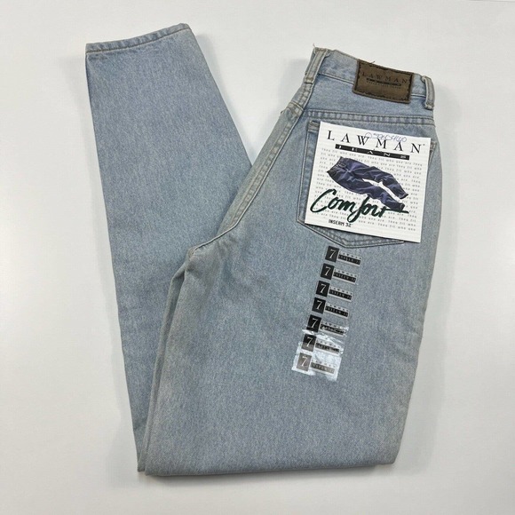 Lawman Pants - Vintage Lawman Western Jeans Women’s Size 7 Blue Tapered Leg Rodeo Cowboy 26x32